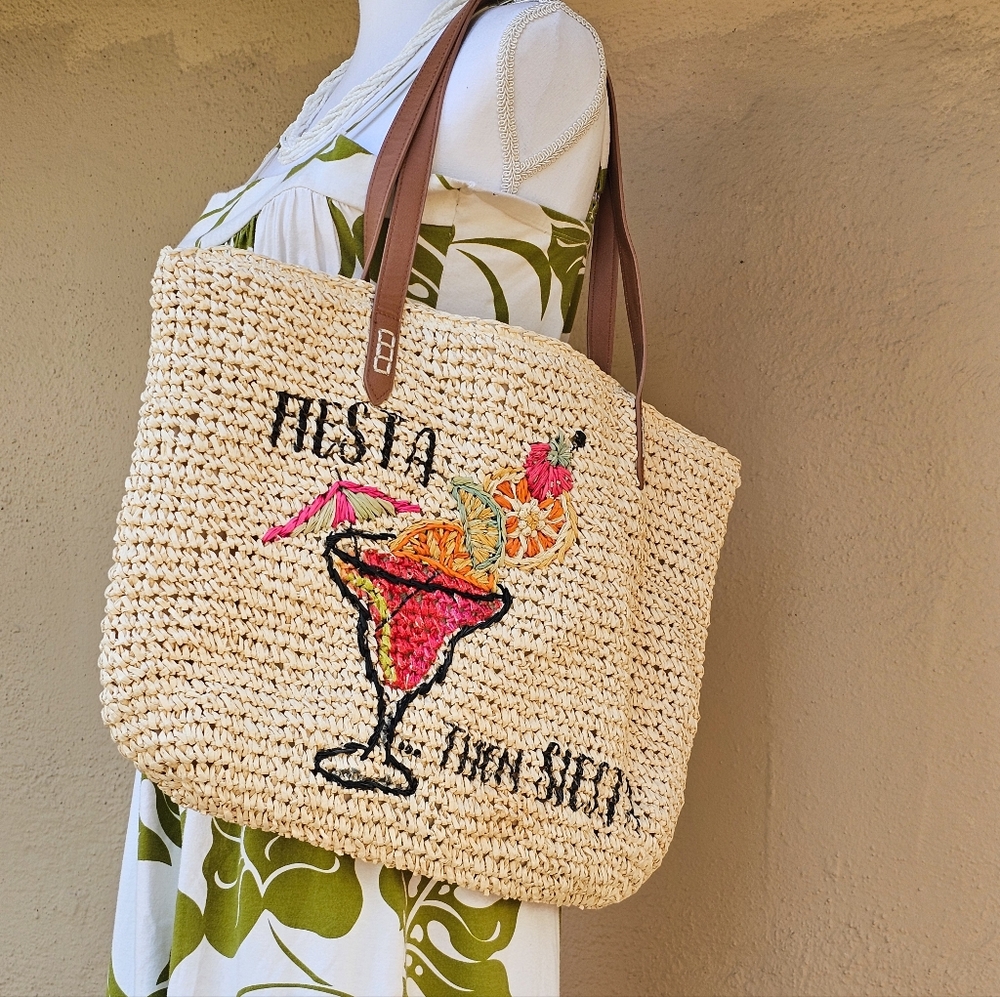 INC International Concepts Margarita Summer Woven Tote Bag